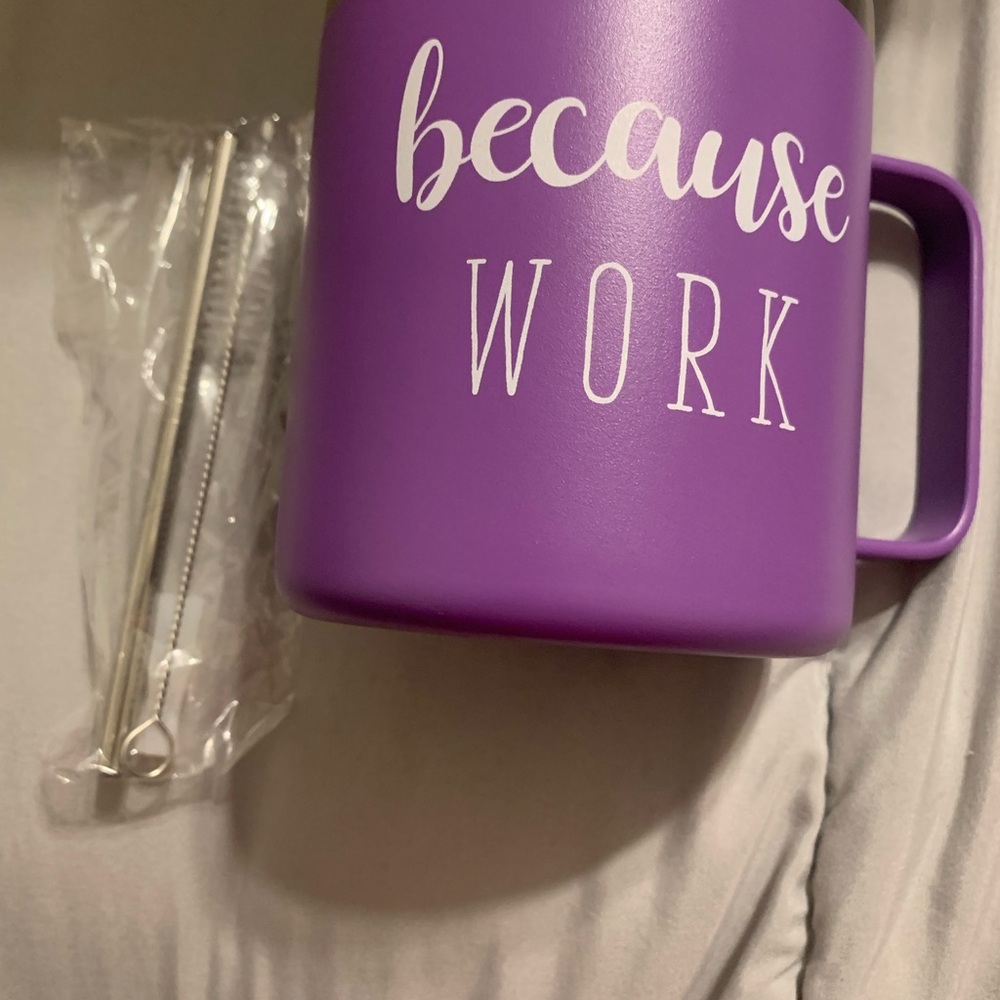 Purple Mug with Straw Set
